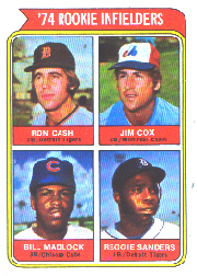 1974 Topps Baseball Cards      600     Ron Cash/Jim Cox/Bill Madlock/Reggie Sanders RC